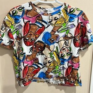 (33)Zara cropped face tee​